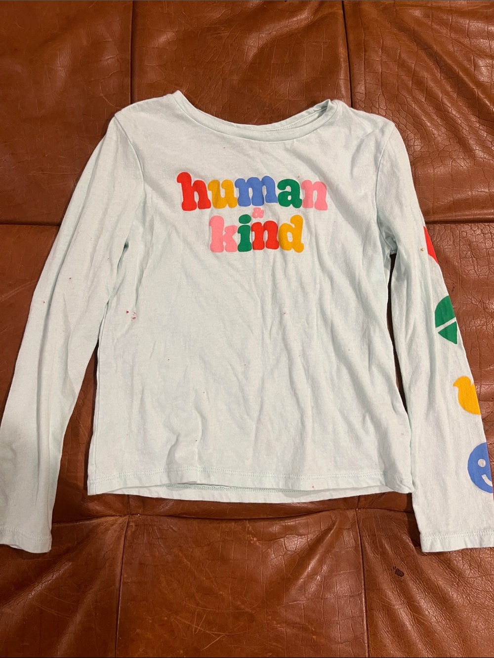 Old Navy Light Blue Long-Sleeve 'human kind' Graphic Tee